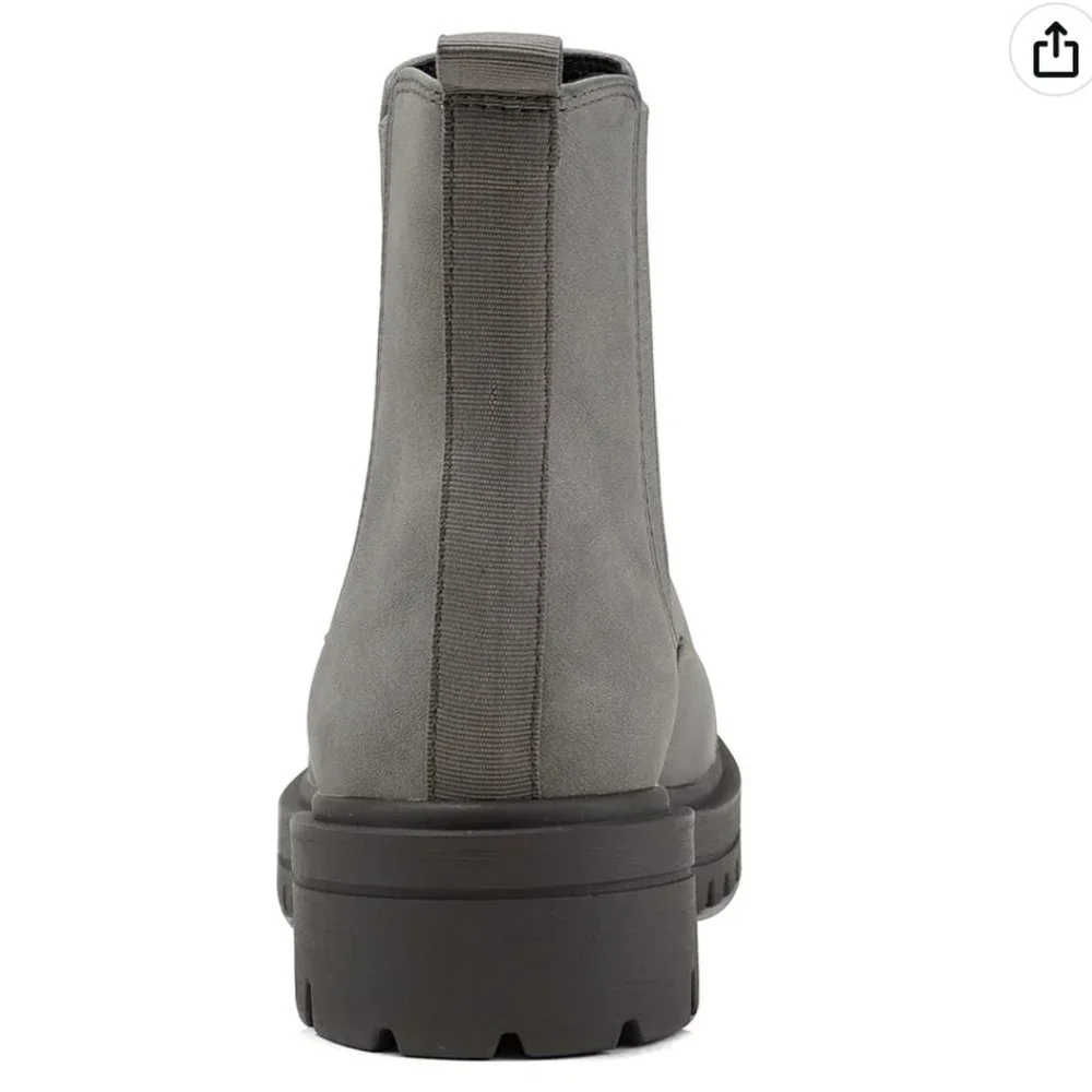 New Women Gray Chelsea Elastic Low Platform Ankle Boots Booties - Picture 4 of 5